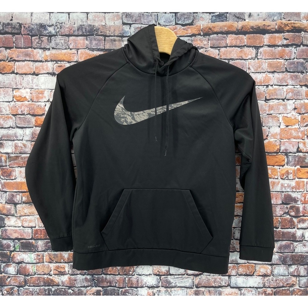 Nike Dri-FIT Camo Swoosh Training Hoodie Mens Large Black 860495-010 Raglan